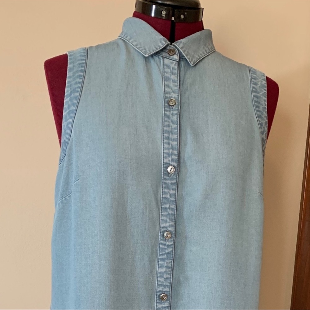 J. Jill Sleeveless Chambray Tunic Dress with pockets - Picture 8 of 10